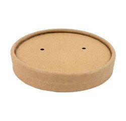 Tapa plana de cartón kraft diámetro 9 cm perforada - Paquete de 500 unidades