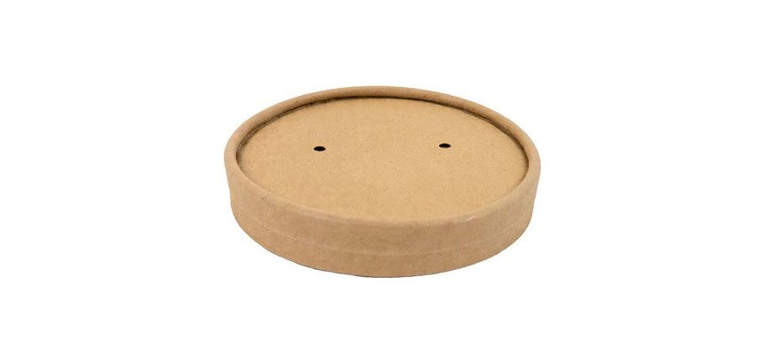 Tapa plana de cartón kraft diámetro 9 cm perforada - Paquete de 500 unidades