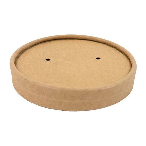 Tapa plana de cartón kraft diámetro 9 cm perforada - Paquete de 500 unidades