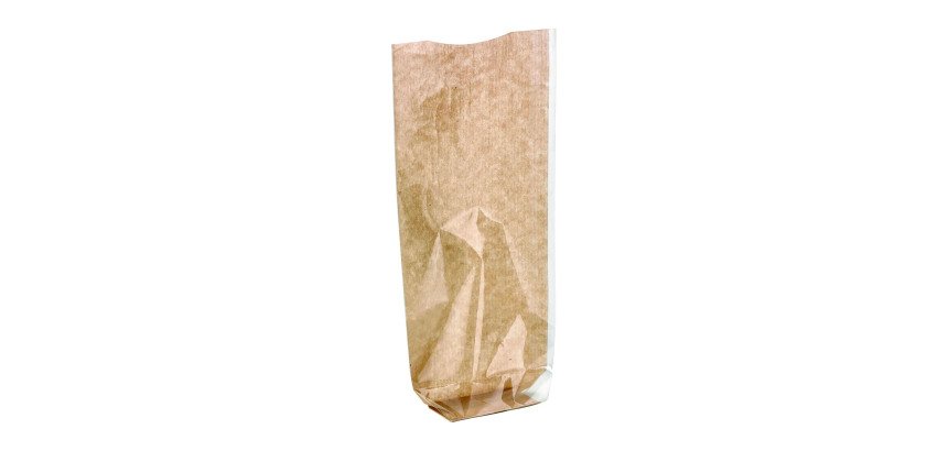 Bolsa transparente kraft con fondo marrón 12 x Alt. 26 cm - Paquete de 100 unidades