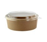 Combo ensaladera redonda cartón kraft Buckaty + tapa Alt. 65mm 1200 ml - Paquete de 200 unidades