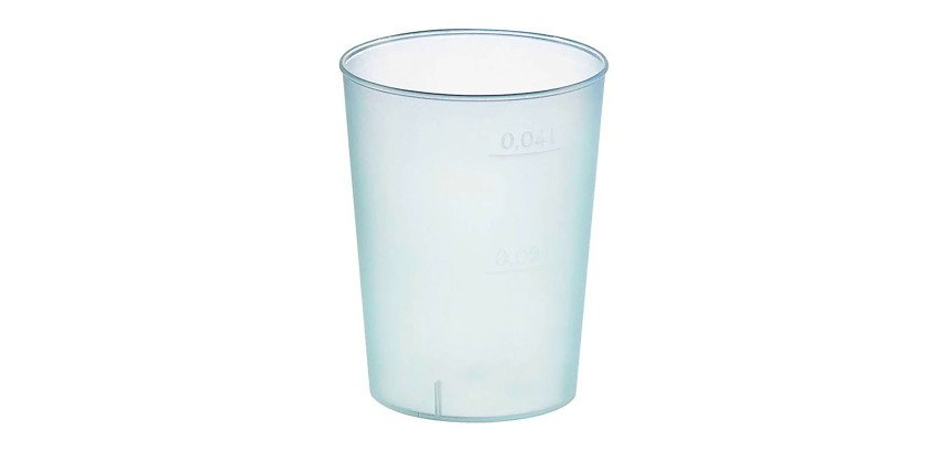 Vaso de plástico PP Optimal 50 ml reutilizable 4 x 3,2 x 5 cm - Paquete 2000 unidades