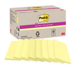 Notes repositionnables recyclées jaunes pastel Super Sticky Post-it - bloc de 70 feuilles