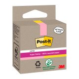 Notes repositionnables recyclées couleurs assorties pastel Post-it 76 x 76 mm - Bloc de 70 feuilles - Lot de 2