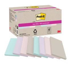 Notes repositionnables couleurs nature recyclées Post-It 127 x 76 mm  - bloc de 70 feuilles