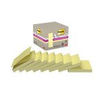 Pack de 6 Z-notes repositionnables jaunes recyclées Super Sticky Post-it 76 x 76 mm - Bloc de 70 feuilles + 2 offertes