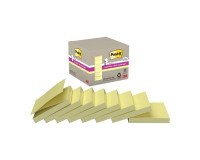 Pack of 6 yellow recycled Super Sticky Z-notes repositionable Post-it notes 76 x 76 mm - 70 sheets block + 2 free