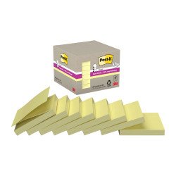 Pack de 6 Z-notes repositionnables jaunes recyclées Super Sticky Post-it 76 x 76 mm - bloc de 70 feuilles + 2 offertes