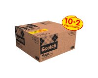 Pack 10 rubans adhésifs Scotch Magic Ecologique invisible 33 m + 2 OFFERTS
