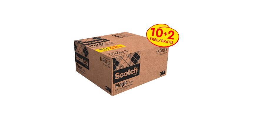 10-Pack of Scotch Magic Eco-Friendly Invisible Tape 33 m + 2 FREE