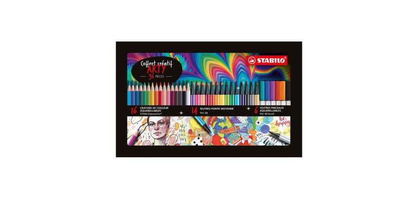 Feutre et crayon Stabilo Arty - Coffret métal de 36