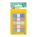 Marque-pages étroit repositionnables plastique Post-it couleurs pastel - distributeur de 20 feuilles
