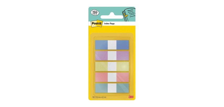 Lesezeichen Schmaler, wiederverwendbarer Post-it-Kunststoff in Pastellfarben - 20 Blattspender