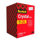 Pack 3 rubans adhésifs Scotch Crystal transparent 33 m + 1 OFFERT