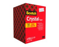 Pack 3 rubans adhésifs Scotch Crystal transparent 33 m + 1 OFFERT