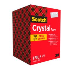 Pack 3 rubans adhésifs Scotch Crystal transparent 33 m + 1 OFFERT