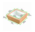 Caja cuadrada de cartón marrón con tapa ventana "Kray" 15,5 x 15,5 x 5 cm 950ml - Paquete de 250 unidades