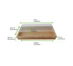 Bandeja para sushi de cartón kraft marrón con tapa de plástico de 22,5x13,8 x 2,5 cm- Paquete de 300 unidades