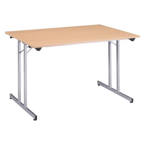 Mesa plegable multiusos 160 x 80 cm roble patas blancas