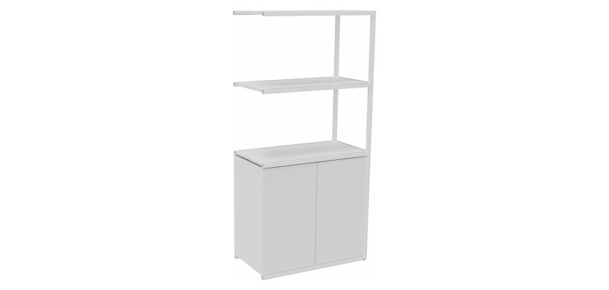 Bibliothèque Milea L 80 x P 41,5 x H 162 cm module suivant structure métal blanc 2 portes