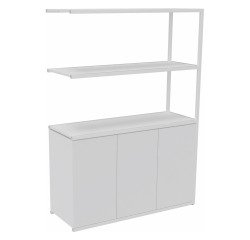 Bibliotheekkast Lumya L 120 x D 41,5 x H 162 cm aanbouwmodel witte metalen structuur 3 deuren