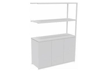 Bibliothek Lumya L 120 x T 41,5 x H 162 cm, nächstes Modul weiße Metallstruktur 3 Türen