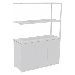 Bibliothèque Lumya L 120 x P 41,5 x H 162 cm module suivant structure métal blanc 3 portes
