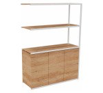 Bibliotheekkast Lumya L 120 x D 41,5 x H 162 cm aanbouwmodel witte metalen structuur 3 deuren