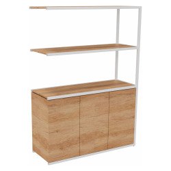 Bibliotheekkast Lumya L 120 x D 41,5 x H 162 cm aanbouwmodel witte metalen structuur 3 deuren