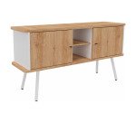 Bahut Milea L 143,5 x P 40 x H 75 cm pied métal blanc 2 portes