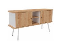 Buffetkast Lumya L 143,5 x D 40 x H 75 cm metalen voet wit 2 deuren