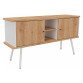 <div>Chest of drawers Lumya L 143.5 x D 40 x H 75 cm white metal feet 2 doors</div>