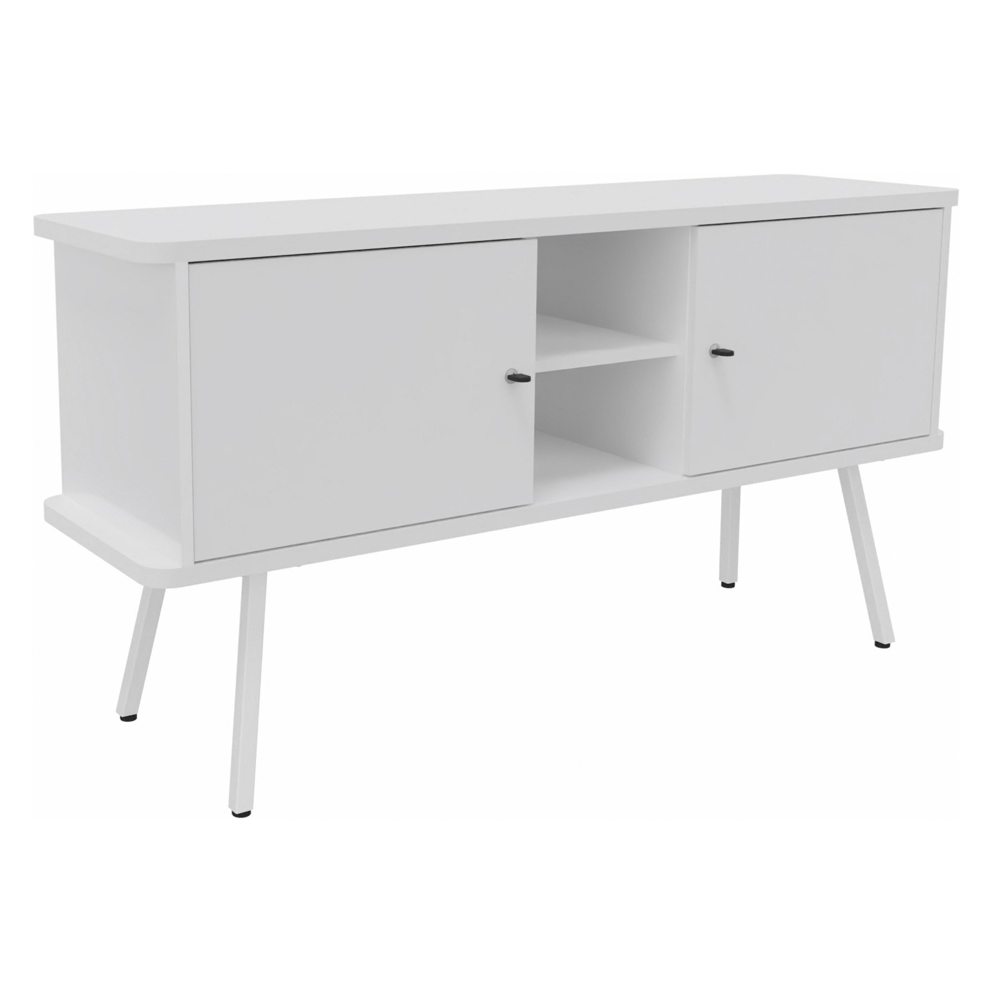 Buffetkast Lumya L 143,5 x D 40 x H 75 cm metalen voet wit 2 deuren