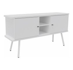 Chest of drawers Lumya L 143.5 x D 40 x H 75 cm white metal feet 2 doors