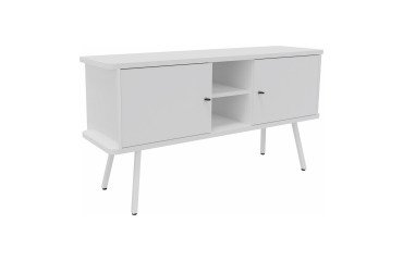 Chest of drawers Lumya L 143.5 x D 40 x H 75 cm white metal feet 2 doors