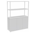 Bibliothèque Lumya L 120 x P 41,5 x H 162 cm module départ structure métal blanc 3 portes