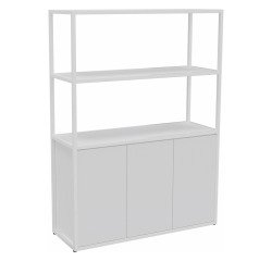 Bibliothek Lumya L 120 x T 41,5 x H 162 cm Ausgangsmodul weißes Metallgestell 3 Türen