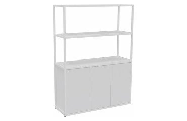 Bibliotheekkast Lumya L 120 x D 41,5 x H 162 cm basismodule zwarte metalen structuur 3 deuren
