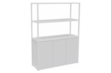 Bibliotheekkast Lumya L 120 x D 41,5 x H 162 cm basismodule zwarte metalen structuur 3 deuren