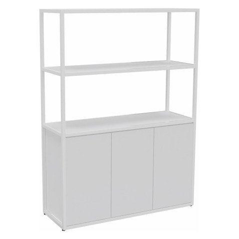 Bibliothek Lumya L 120 x T 41,5 x H 162 cm Ausgangsmodul weißes Metallgestell 3 Türen