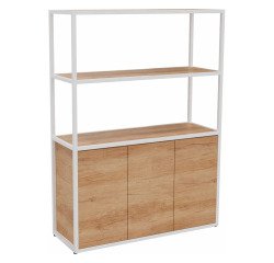 Library Lumya L 120 x D 41.5 x H 162 cm white metal structure starting module 3 doors