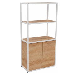 Bibliothèque Milea L 80 x P 41,5 x H 162 cm module départ structure métal blanc 2 portes