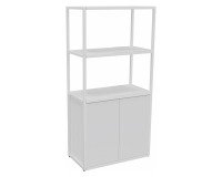 Bibliothèque Milea L 80 x P 41,5 x H 162 cm module départ structure métal blanc 2 portes - Portes blanches