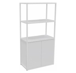 Bibliothèque Milea L 80 x P 41,5 x H 162 cm module départ structure métal blanc 2 portes