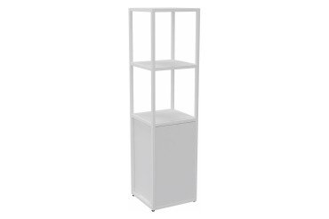 Bibliothèque Lumya L 40 x P 41,5 x H 162 cm module départ structure métal blanc 1 porte