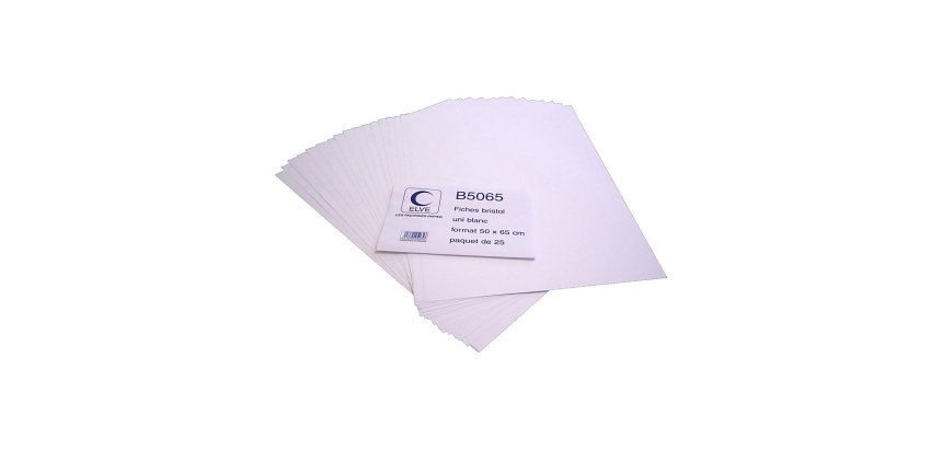 Feuille bristol elve 50x65cm 190g uni blanc