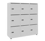 Casier de rangement de bureau Flexycaz 9 portes individuelles 3 x 3 cases L 120 x P 42 x H 131,4 cm +clé pass
