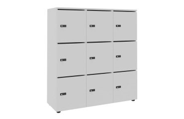 Casier de rangement de bureau Flexycaz 9 portes individuelles 3 x 3 cases L 120 x P 42 x H 131,4 cm +clé pass