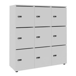 Casier de rangement de bureau Flexycaz 9 portes individuelles 3 x 3 cases L 120 x P 42 x H 131,4 cm +clé pass
