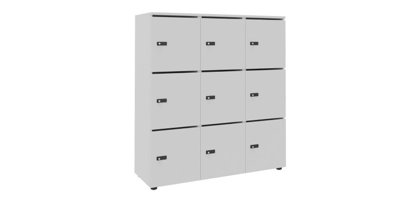 Casier flexycaz 9 cases blanc 3 x 3 cases l 120 x p 42 x h 131,4 +pass - 9 portes individuelles